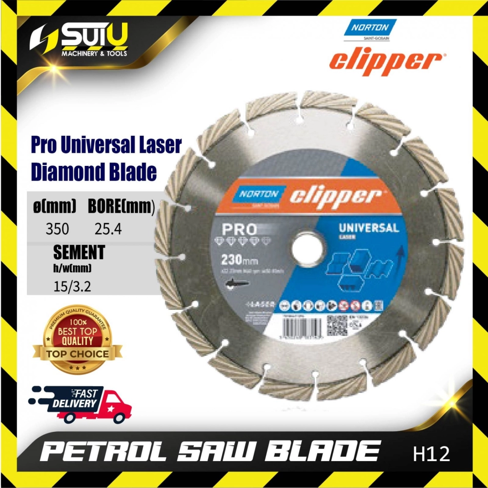 NORTON CLIPPER H12 Pro Universal Laser Petrol Saw Blade 350x25.4mm