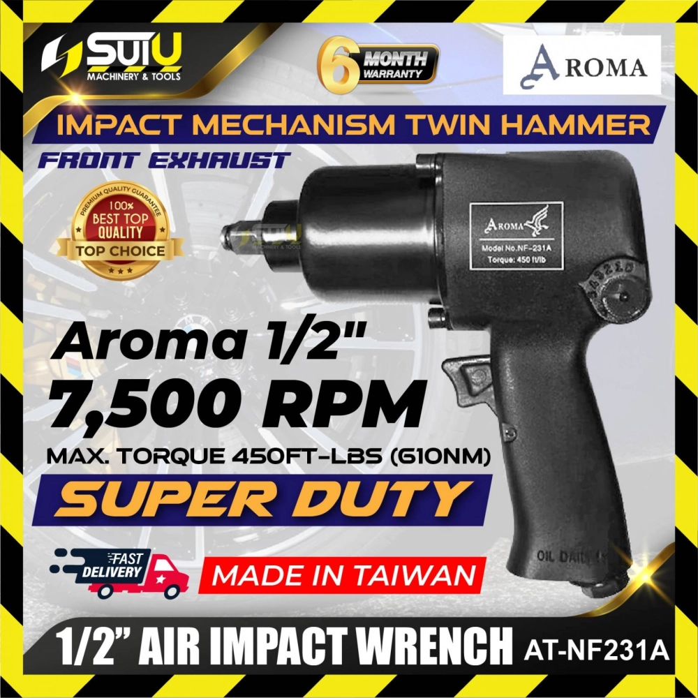 AROMA AT-NF231A 1/2'' Professional Super Duty Air Impact Wrench / Twin Hammer 7500RPM