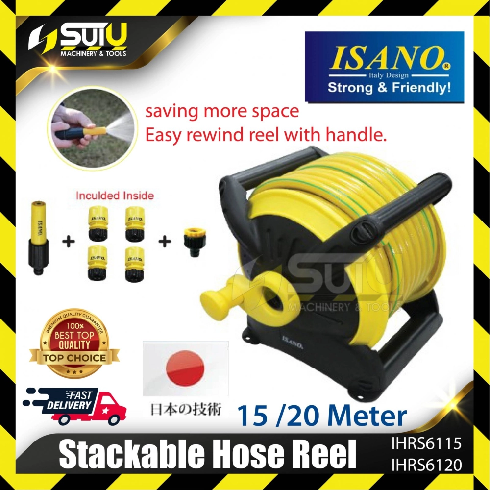 ISANO IHRS6115 / IHRS6120 Stackable Hose Reel Set with Wall Mounting Garden Hose Reel Set 20 Meter 