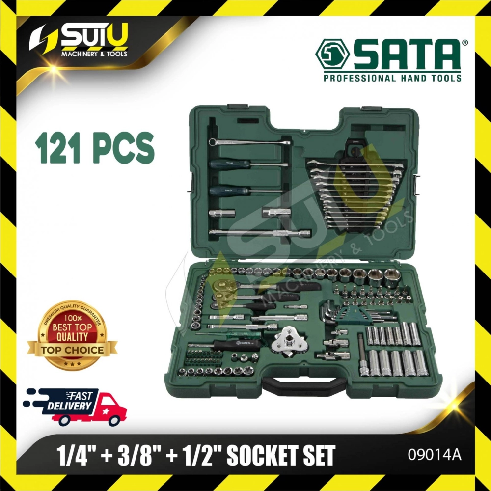 SATA 09014A 121pcs 1/4  + 3/8  + 1/2 DR Socket Set