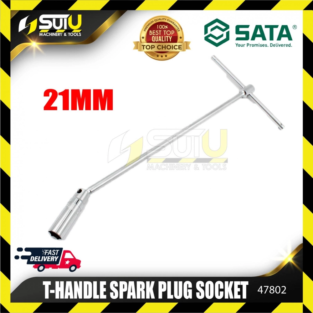 SATA 47802 T-Handle Flex Spark Plug Socket 21mm