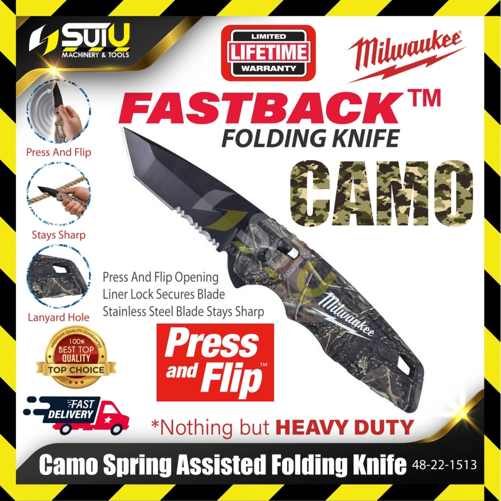 MILWAUKEE 48-22-1535 FASTBACK™ Camo Spring Assisted Folding Tool