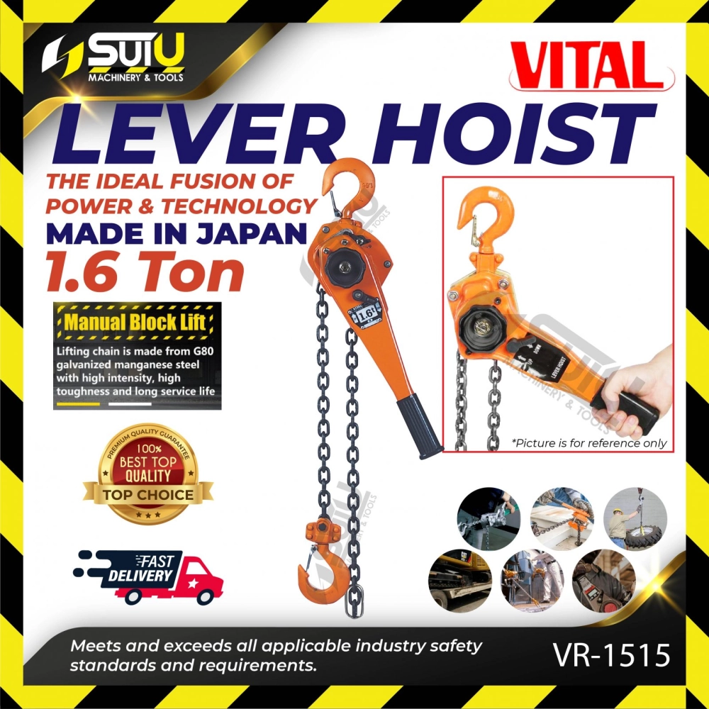 VITAL VGR2-15 / VR-1515 Heavy Duty Lever Hoist 1.6Ton x 1.5M (Made In JAPAN)