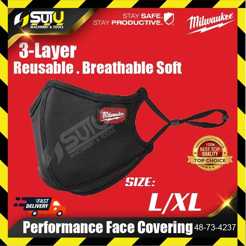 Milwaukee 48-73-4237 L/XL 3-Layer Performace Face Covering / Face Mask