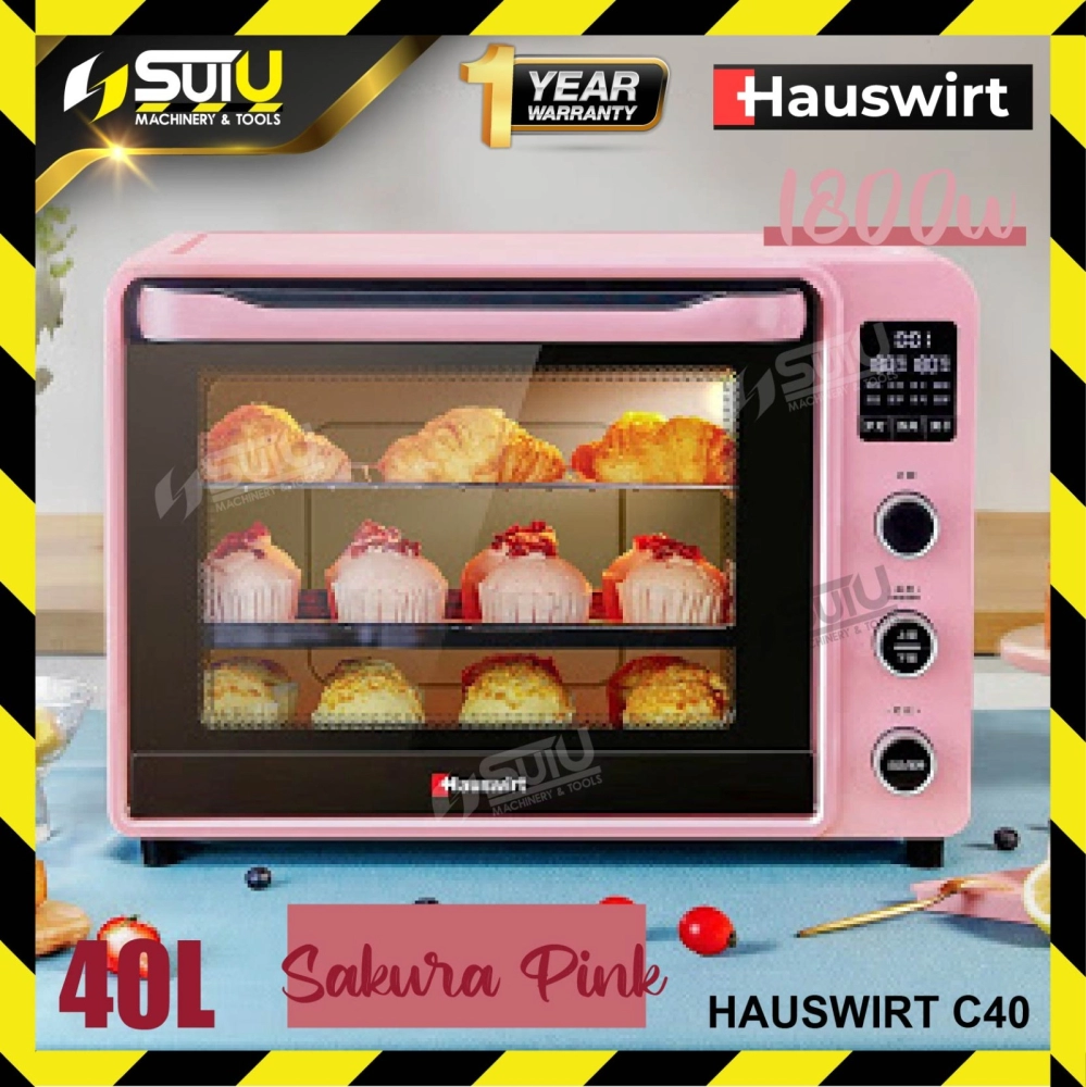 [SAKURA PINK] HAUSWIRT C40 40L Electric c/w Oven Aluminum Tray 1800W