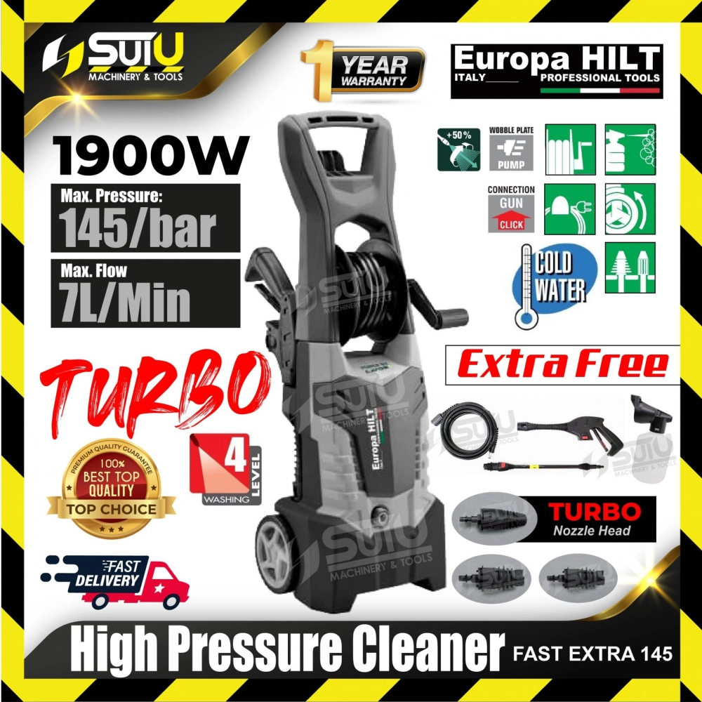 EUROPA HILT Fast Extra 145 High Pressure Cleaner / Water Jet 145Bar 1900W