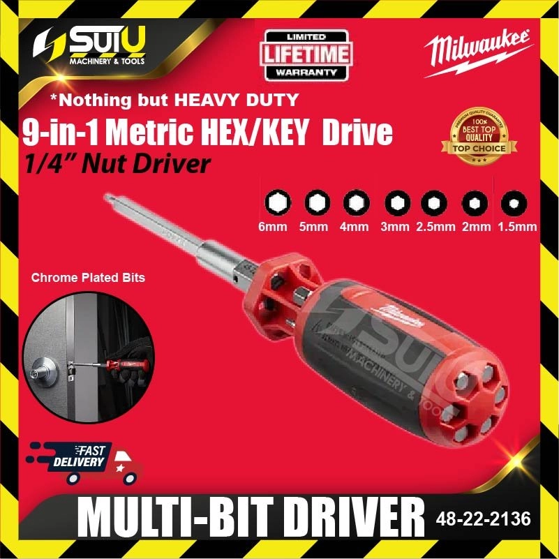 MILWAUKEE 48-22-2136 9-in-1 Metric HEX/KEY  Drive Multi-bit Driver