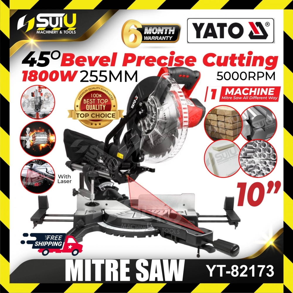 YATO YT-82173 / YT82173 / YT 82173 / 10“ 5000rpm Mitre Saw C/W Laser Guide 1800W