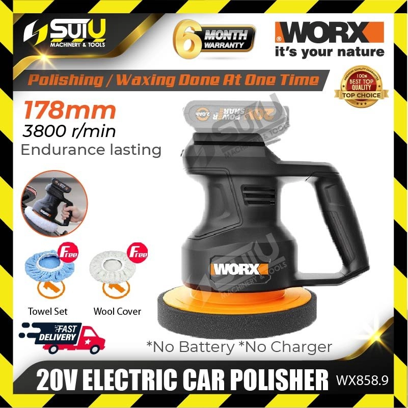 Worx WX858.9 20V 178mm Electric Car Polisher 3800rpm (SOLO - WITHOUT BATTERY & CHARGER)