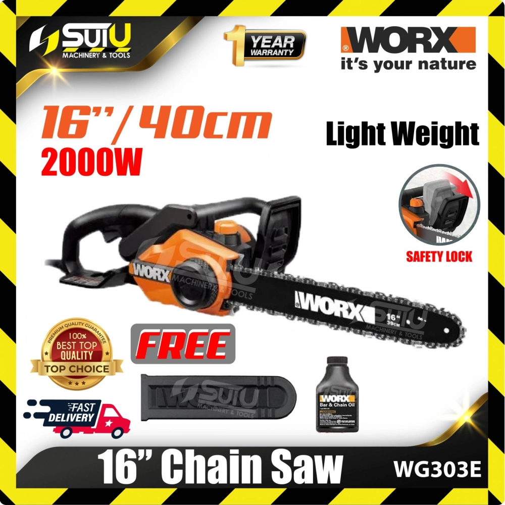 WORX WG303E 16"/ 40CM Electric Chain Saw 2000w w/ Free Gift