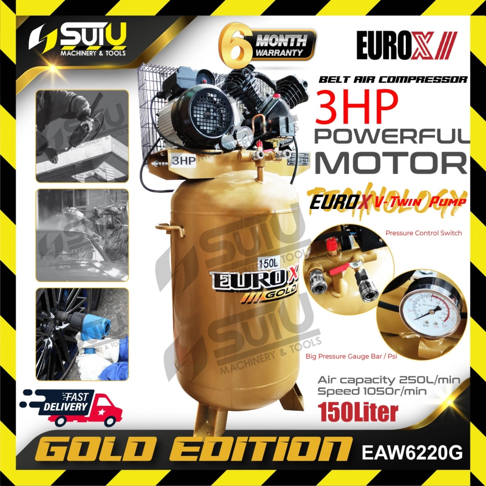 [COMPRESSOR ONLY] EUROX GOLD EAW-6220 / EAW6220 / EAX6220 / EAW6220G 3HP 150L 8BAR Air Compressor