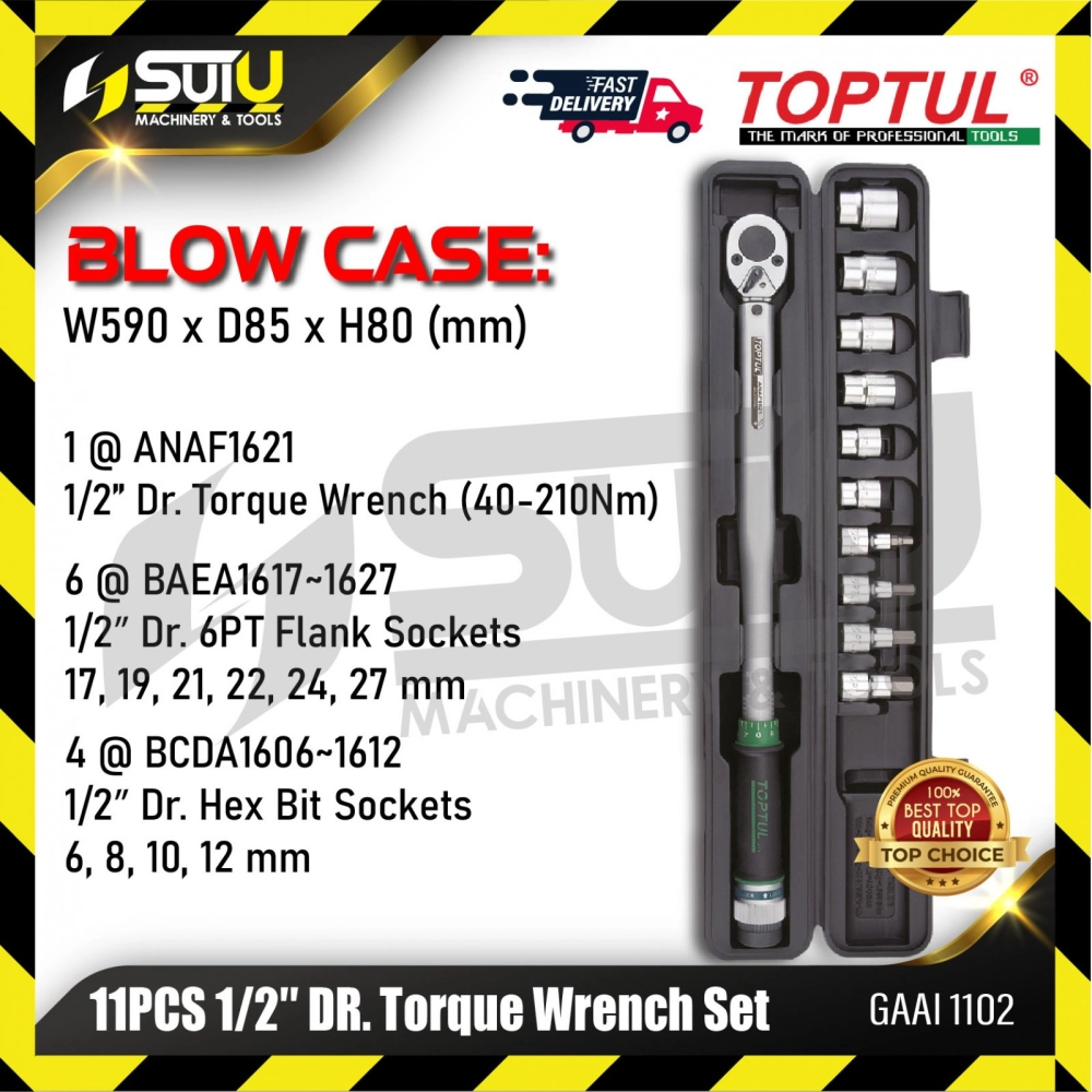 TOPTUL GAAI1102 11pcs 1/2" Dr. Torque Wrench Set