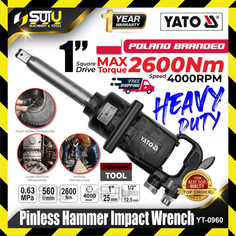 YATO YT-0960 / YT0960 / YT 0960 1" Pinless Hammer Impact Wrench 2600NM