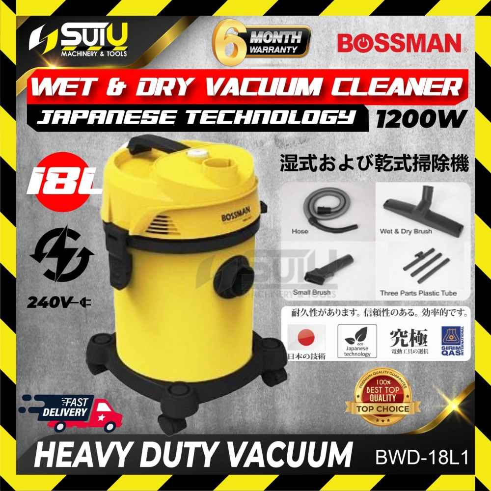 BOSSMAN BWD-18L1 / BWD18L1 / BWD 18L1 18L Heavy Duty Wet & Dry Vacuum Cleaner 1200W