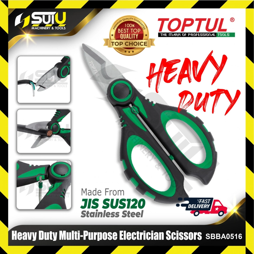 TOPTUL SBBA0516 Stainless Steel Heavy Duty Multi-Purpose Electrician Scissors