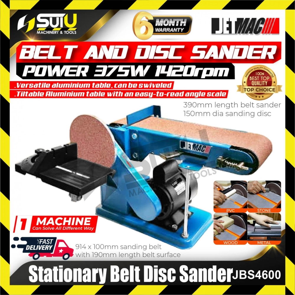 JETMAC JBS4600 Stationery Belt Disc Sander 375w 1420rpm