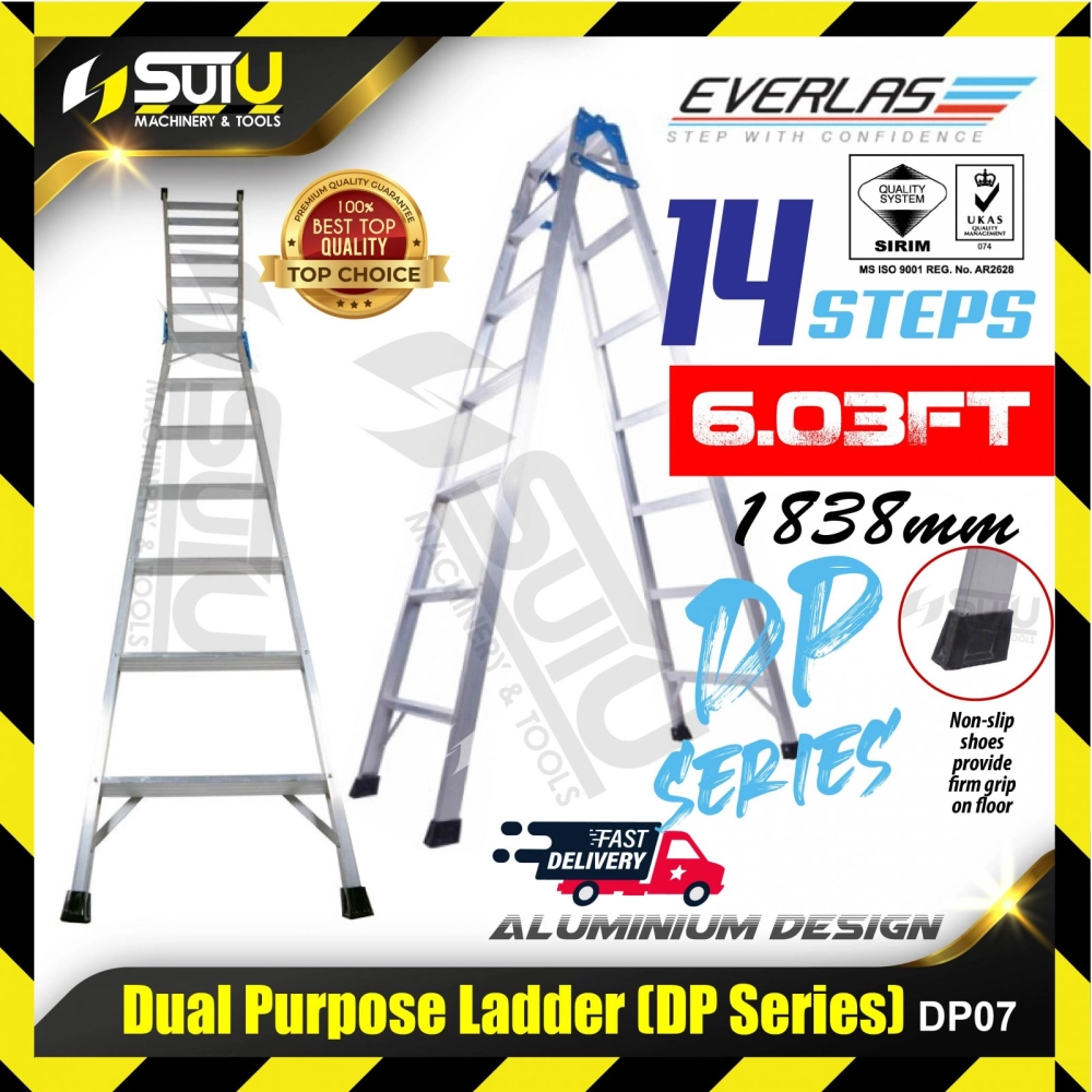 EVERLAS DP07 Dual Purpose Aluminium Ladder ( 14 Steps )