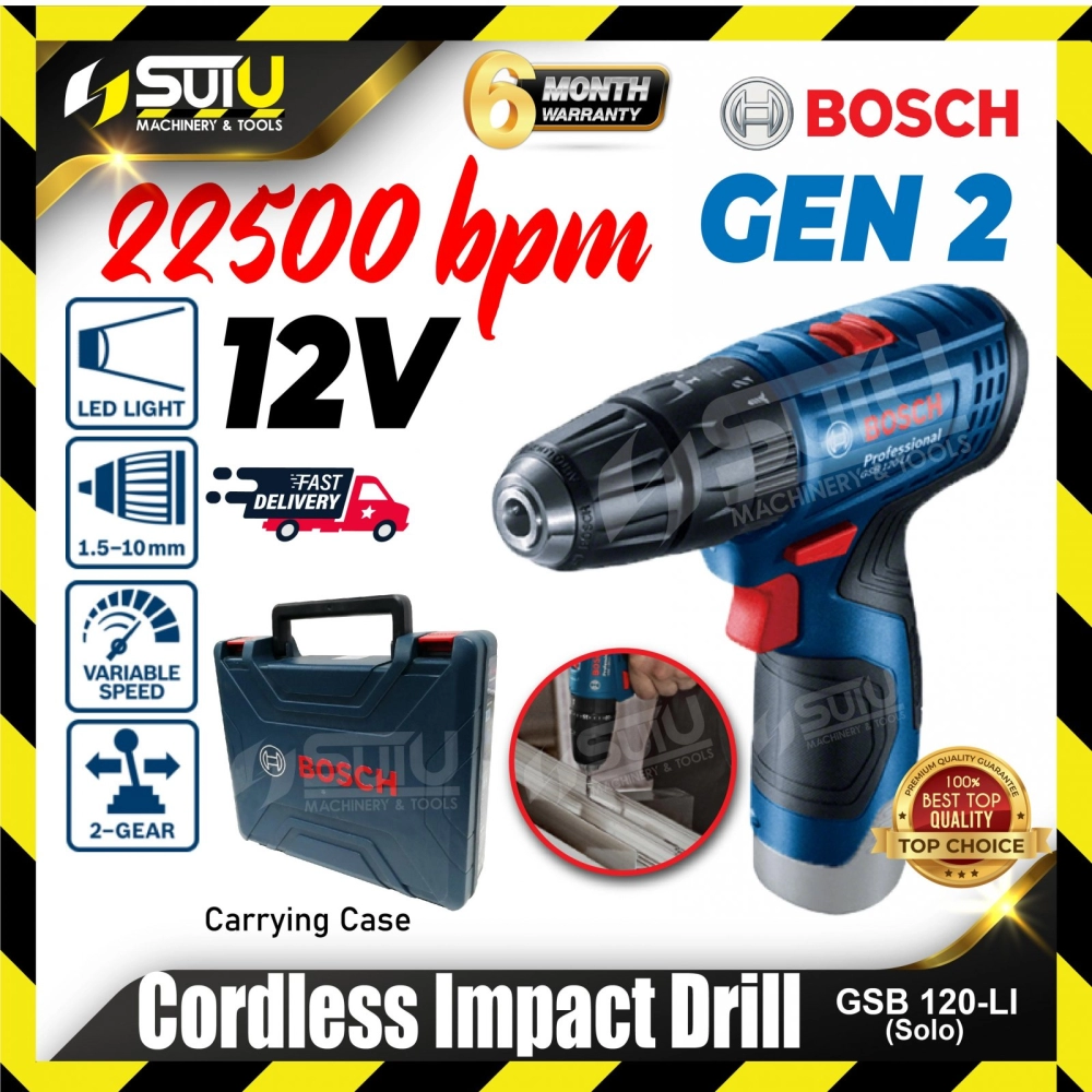 [SET A] BOSCH GSB 120-LI / GSB120-LI GEN II 12V 30NM Cordless Impact Drill 1500RPM ( SOLO - Without Battery & Charger )