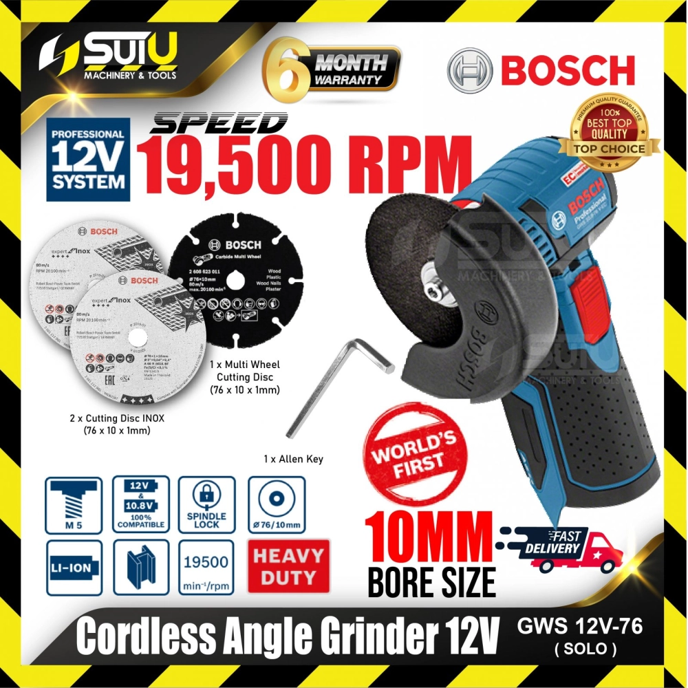 BOSCH GWS 12V-76 / GWS12V-76 12V 10mm Cordless Angle Grinder 19500rpm ( SOLO - Without Battery & Charger )