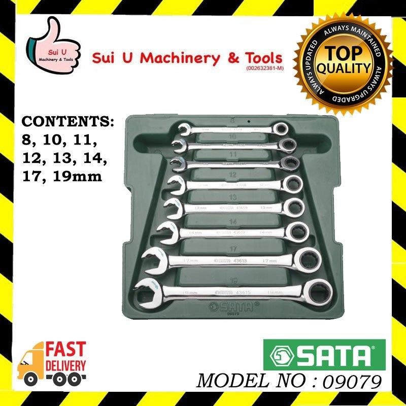 SATA 09079 8pcs Metric Double Ratcheting Wrench Set