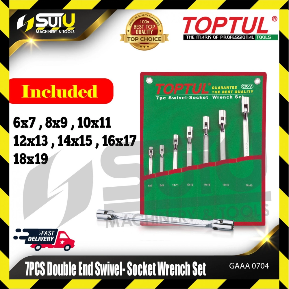 TOPTUL GAAA0704 7PCS Double End Swivel -Socket Wrench Set