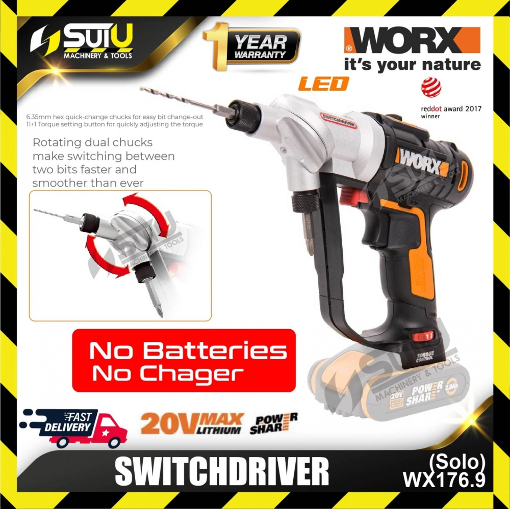 WORX WX176.9 20V Switchdriver 1500rpm (SOLO - Without Battery & Charger)