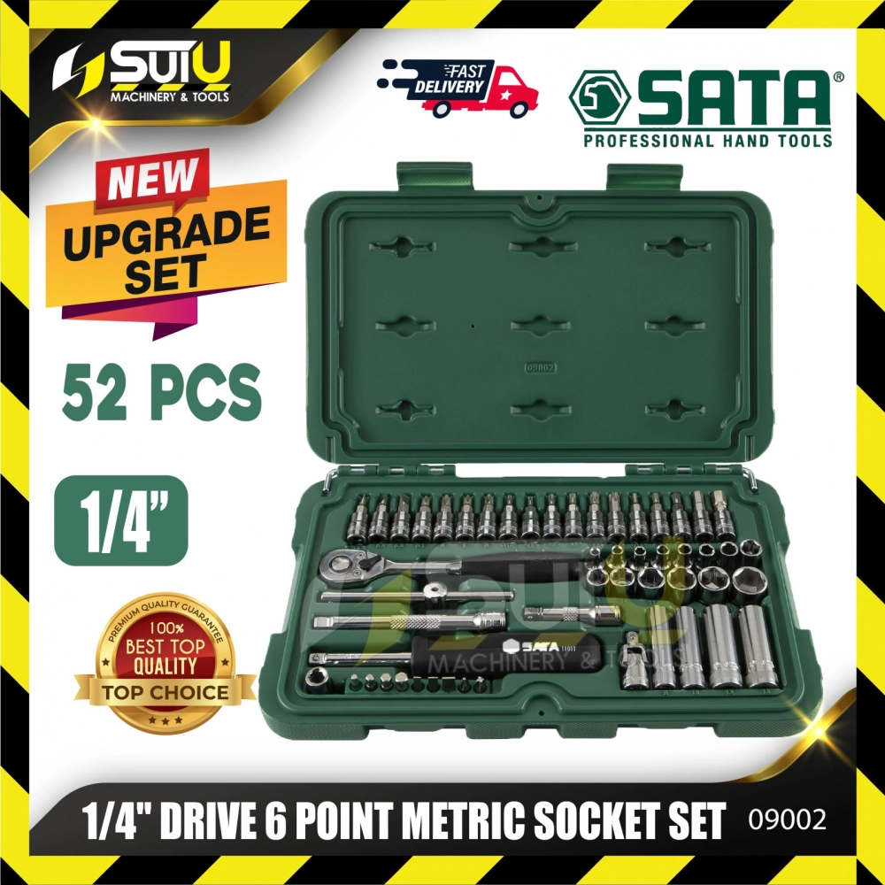 SATA 09002 52pcs 1/4” Drive 6 Point Metric Socket Set