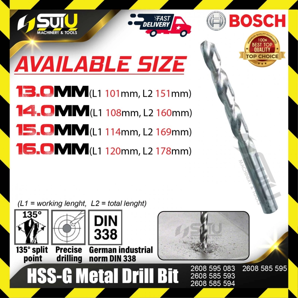 BOSCH 2608595083/ 585593/ 585594/ 585595 13MM-16MM HSS-G Metal Drill Bit