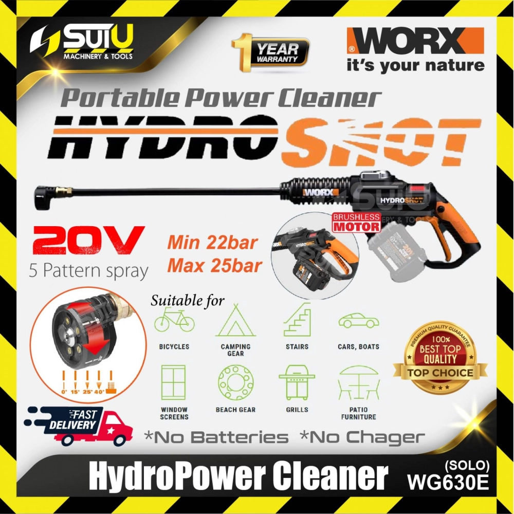 WORX WG630E 20V Portable Hydroshot Brushless Power Cleaner / Pressure Cleaner (SOLO -No Batt & Char)
