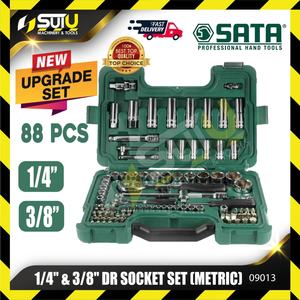 SATA 09013 88pcs 1/4” & 3/8" Dr. Socket Set (Metric)