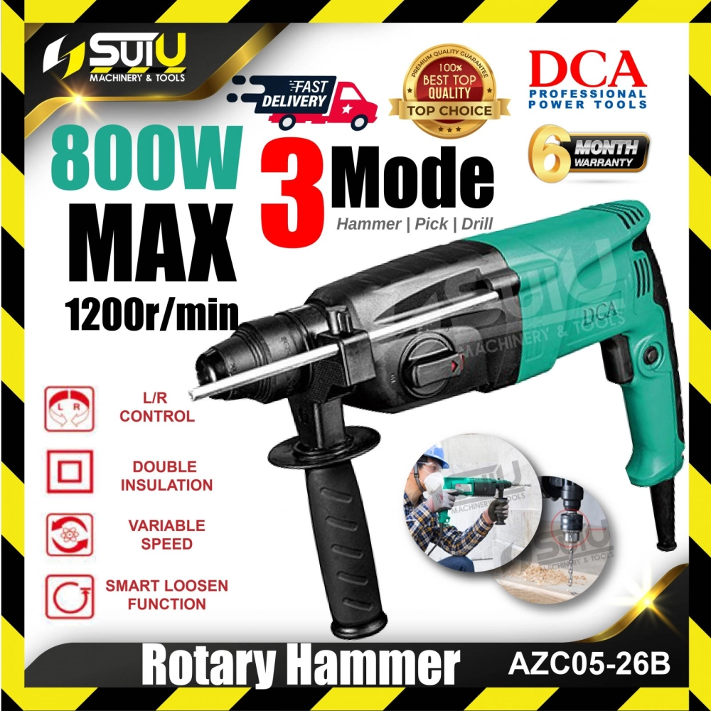 [WITHOUT BIT] DCA AZC05-26B / AZC05-26 26MM Rotary Hammer 800W 1200RPM