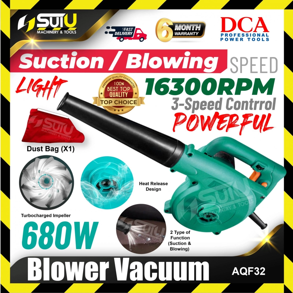 DCA AQF32 3-Speed Blower Vacuum 680W 16300RPM