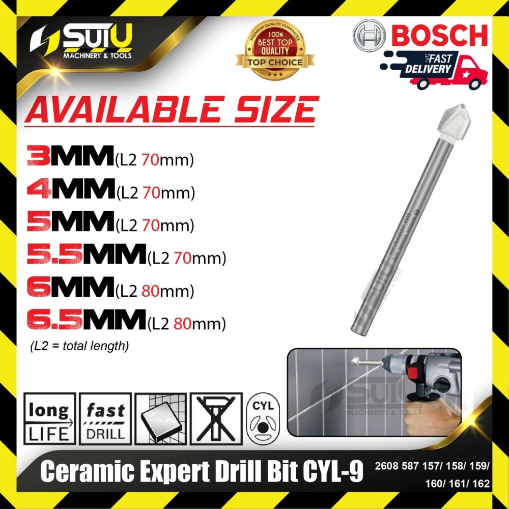 BOSCH 2608587157/ 158/ 159/ 160/ 161/ 162 Ceramic Expert Drill Bit CYL-9  (3mm-6.5mm)