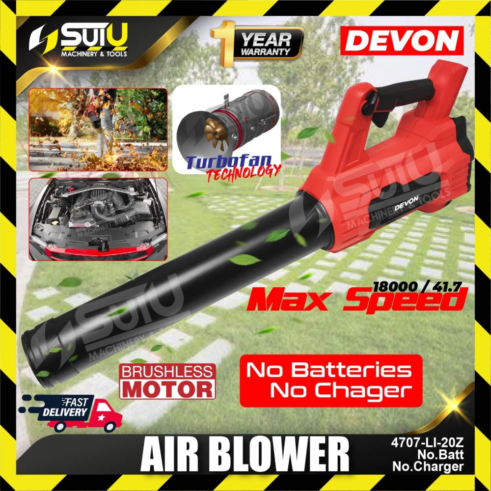 DEVON 4707-Li-20 20V Electric Brushless Cordless Air Blower 18000rpm (SOLO - No Battery & Charger)