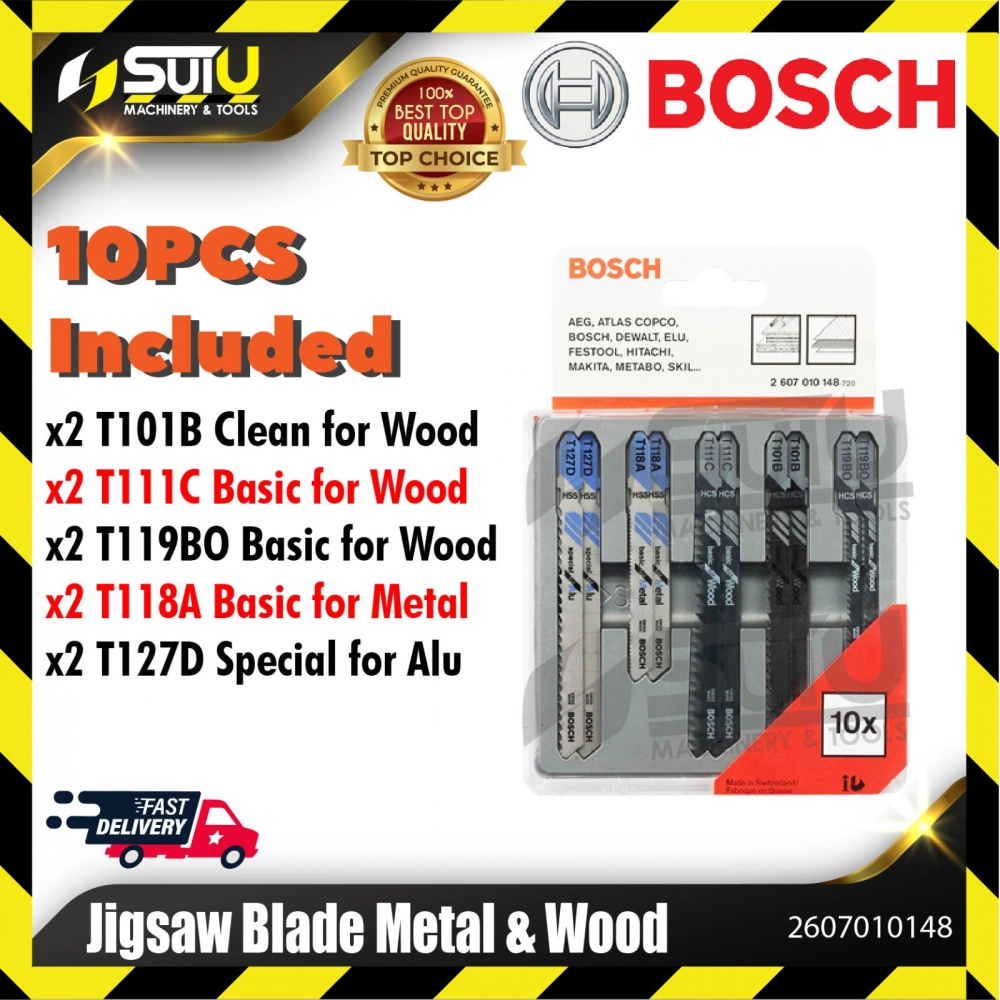 BOSCH 2607010148 10pcs Jigsaw Blade Metal & Wood