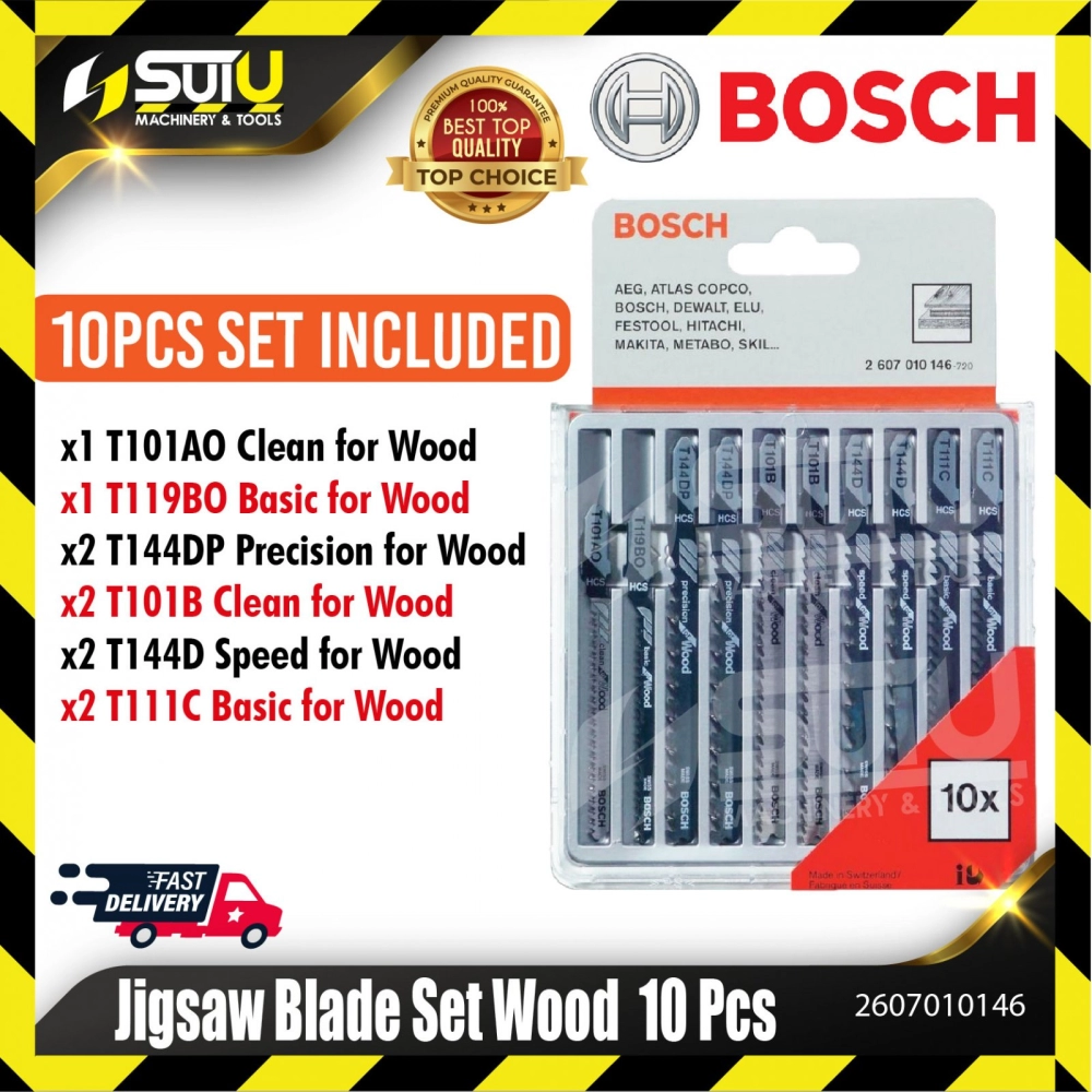 BOSCH 2607010146 10pcs Jigsaw Blade Set for Wood