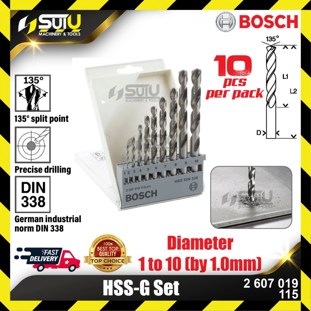 BOSCH 2607019115 HSS-G Set (10 pcs)