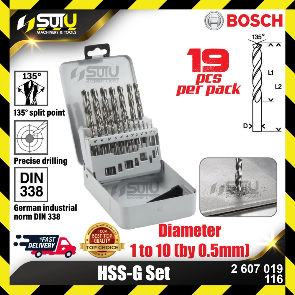 BOSCH 2607019116 HSS-G Set (19 pcs)