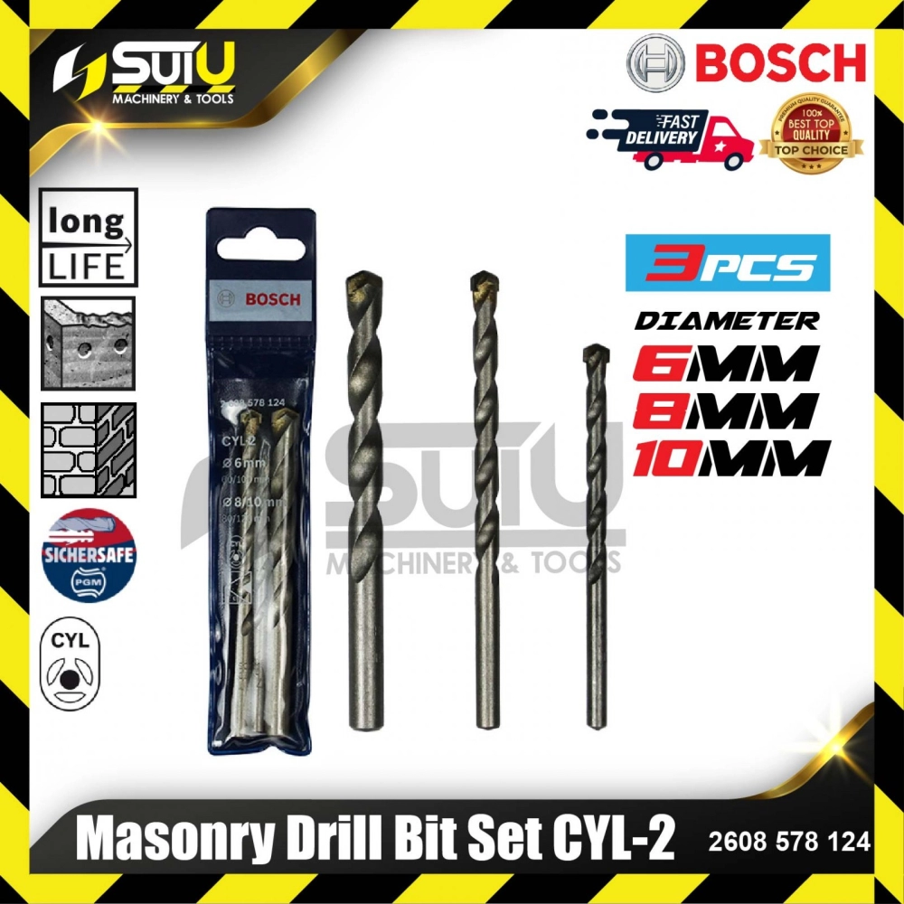 BOSCH 2608578124 3PCS 6-10MM Masonry Drill Bit CYL-2