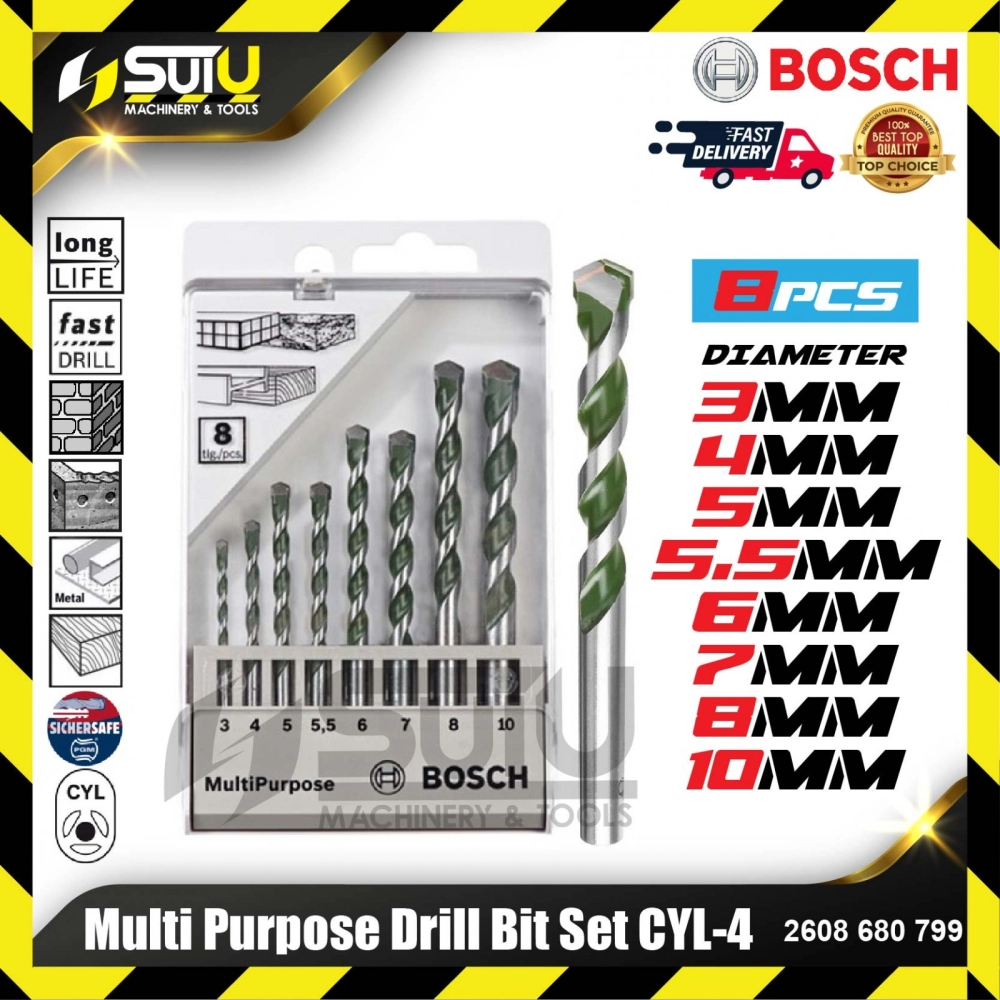 BOSCH 2608680799 8PCS Multi Purpose Drill Bit Set CYL-4