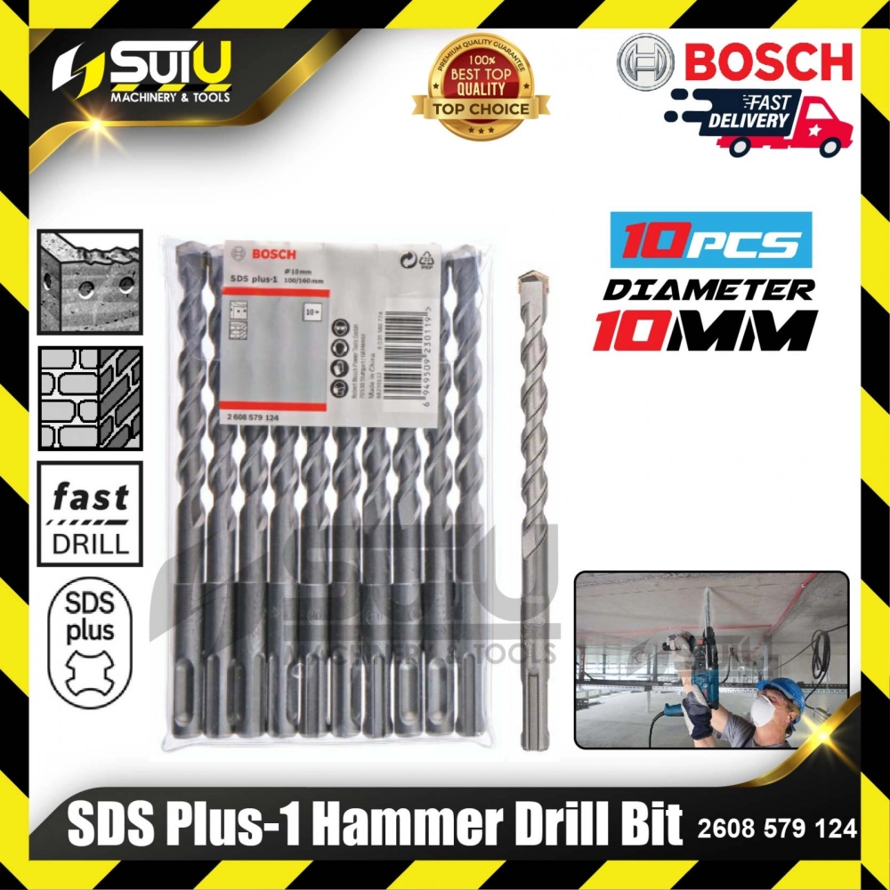 BOSCH 2608579124 SDS PLUS-1 Hammer Drill Bit (10 pcs)