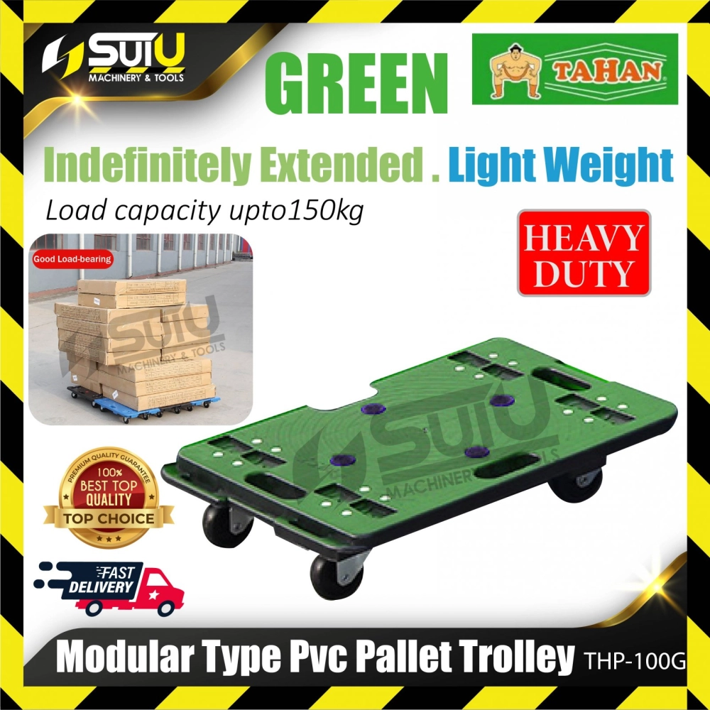 TAHAN THP-100 Heavy Duty Modular Type PVC Pallet Trolley Max.Load 150kg (Green)