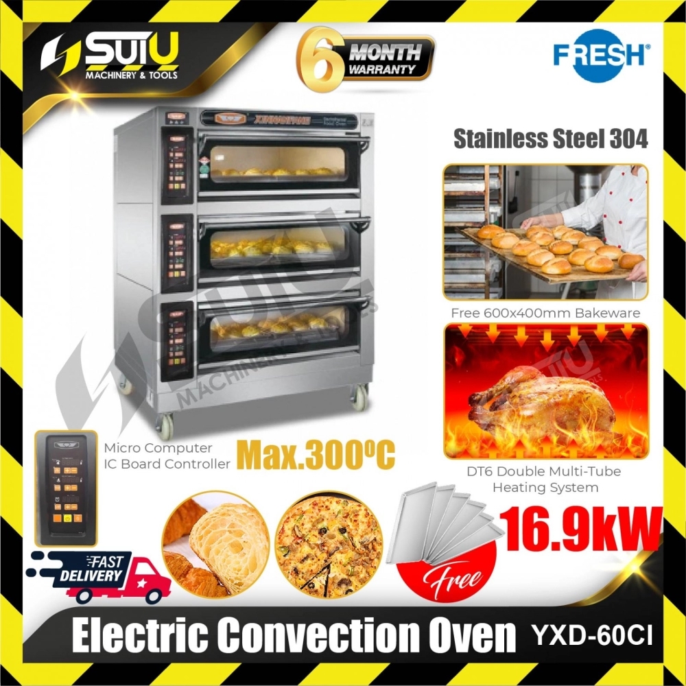FRESH YXD-60CI 3 Layers 6 Trays Electric Convection Oven 16.9kw