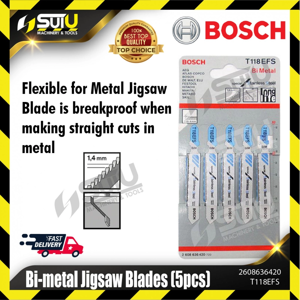 BOSCH 2608636420 (T118EFS) Bi-metal Jigsaw Blades (5 pcs)