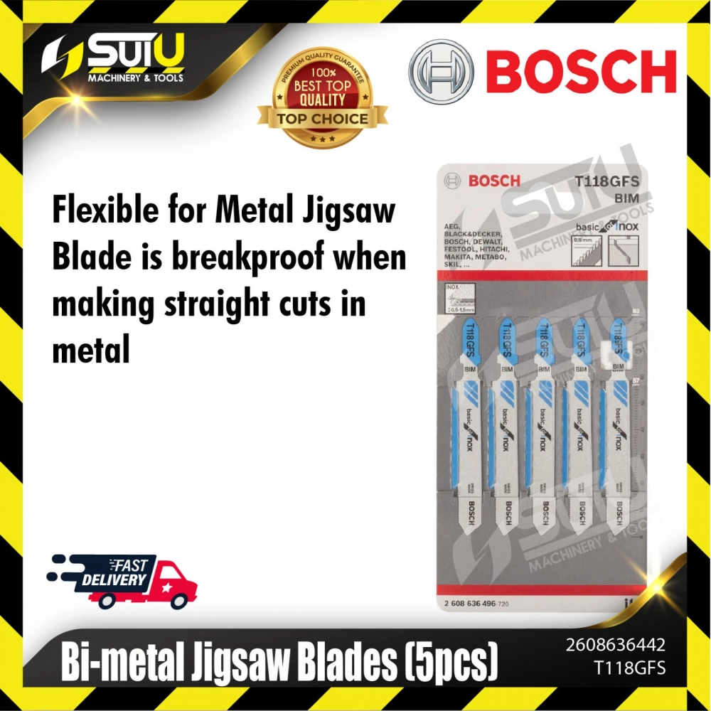 BOSCH 2608636442 (T118GFS)  Bi-metal Jigsaw Blades (5 pcs)