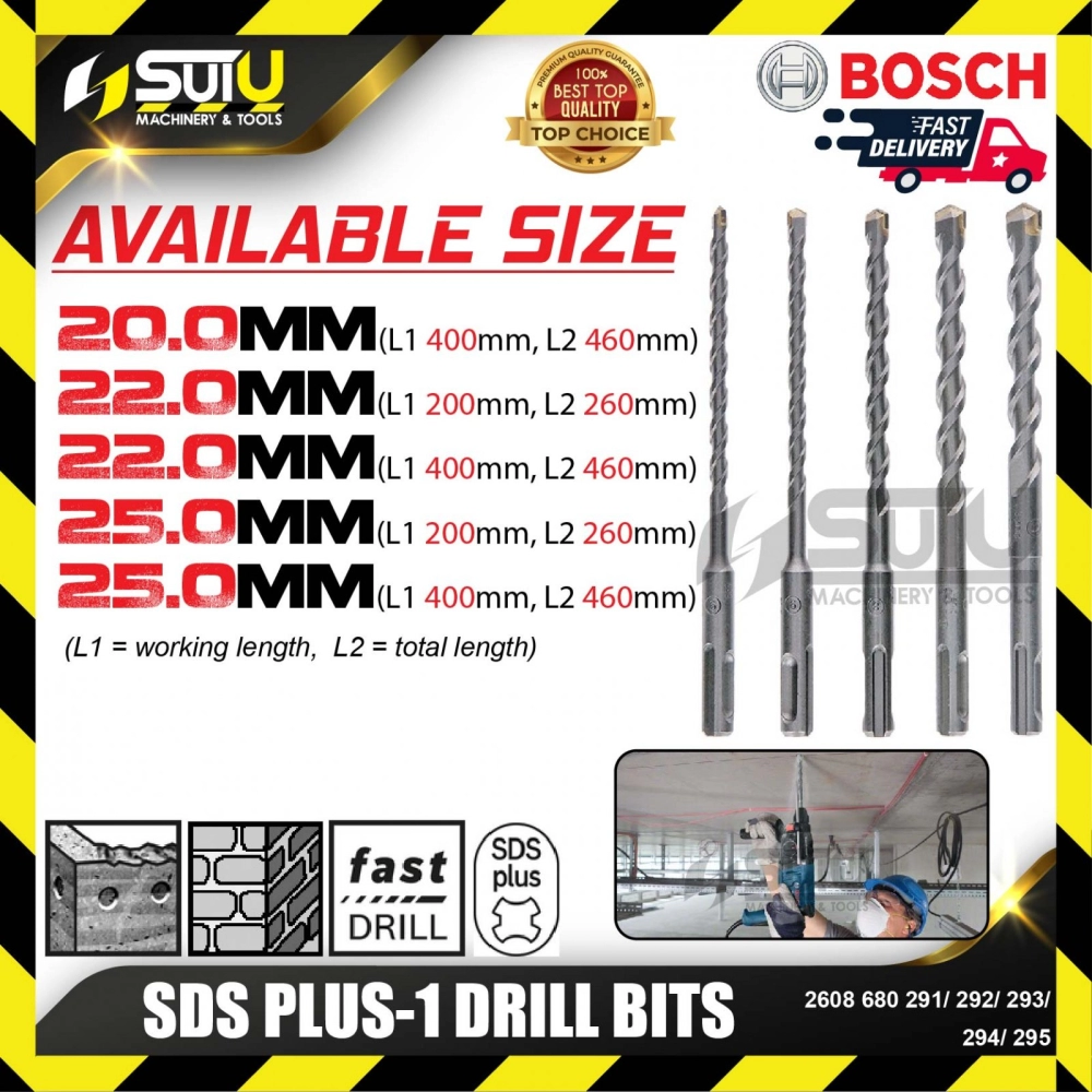 BOSCH 2608680291/ 292/ 293/ 294/ 295 SDS PLUS-1 Drill Bits (20.0-25.0mm)
