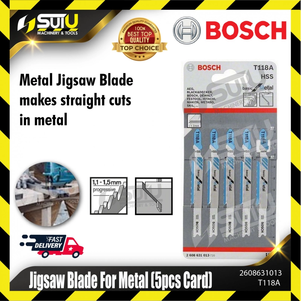 BOSCH 2608631013 (T118A) Jigsaw Blade For Metal (5 pcs Card)