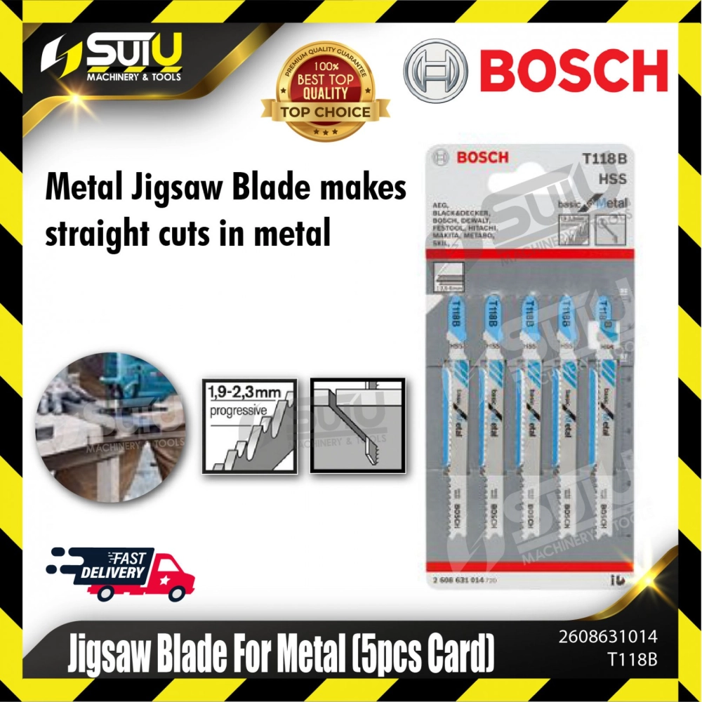 BOSCH 2608631014 (T118B) Jigsaw Blade For Metal (5 pcs Card)