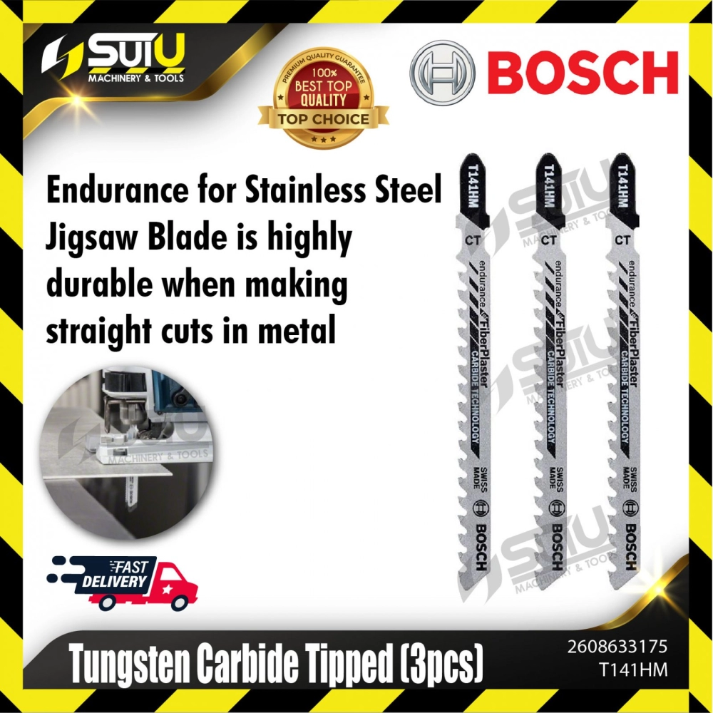 BOSCH 2608633175 (T141HM) 3pcs Tungsten Carbide (TC) Tipped Jig Saw Blades