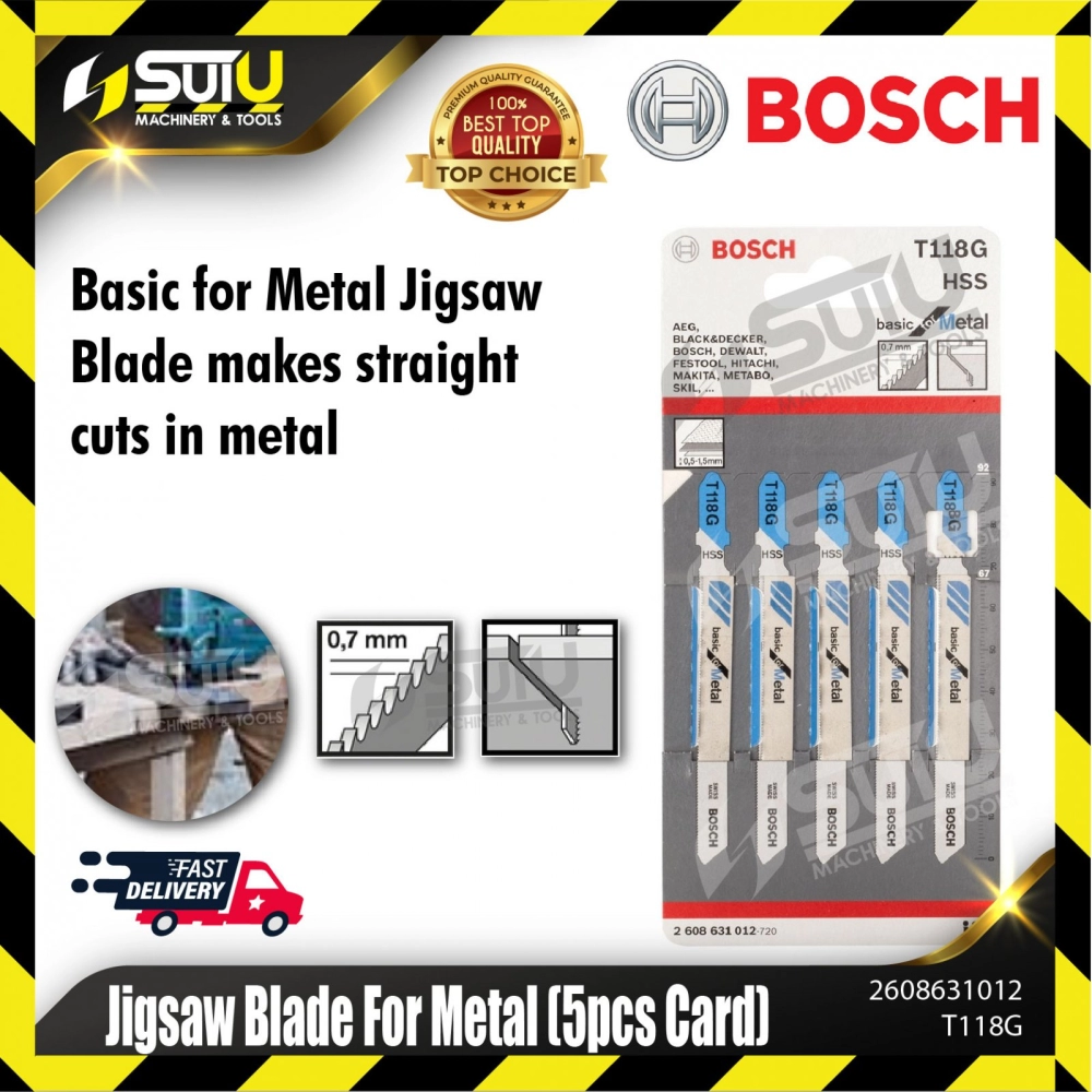 BOSCH 2608631012 (T118G) Jigsaw Blade For Metal (5 pcs Card)